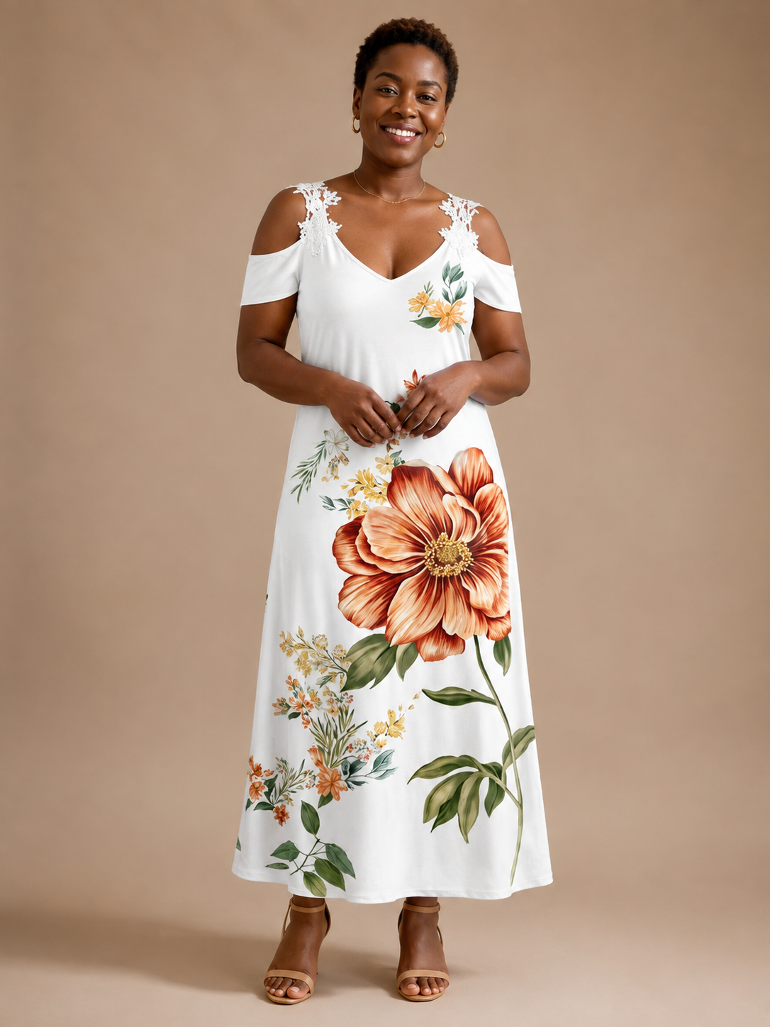 Camila | Floral Off-Shoulder A-Line Midi Dress
