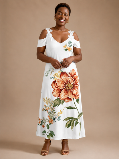 Camila | Floral Off-Shoulder A-Line Midi Dress