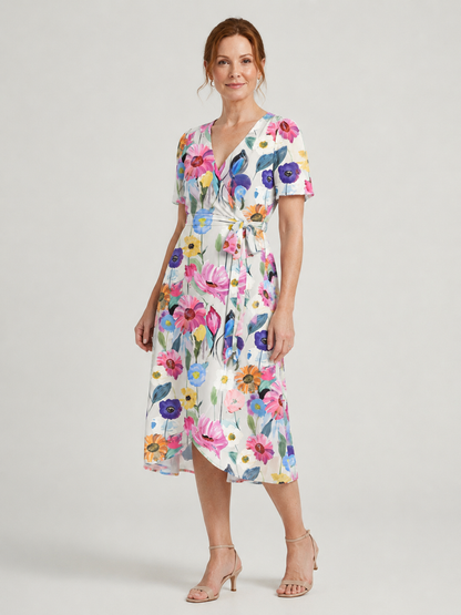 Zafrina | Abstract Pattern Midi Dress
