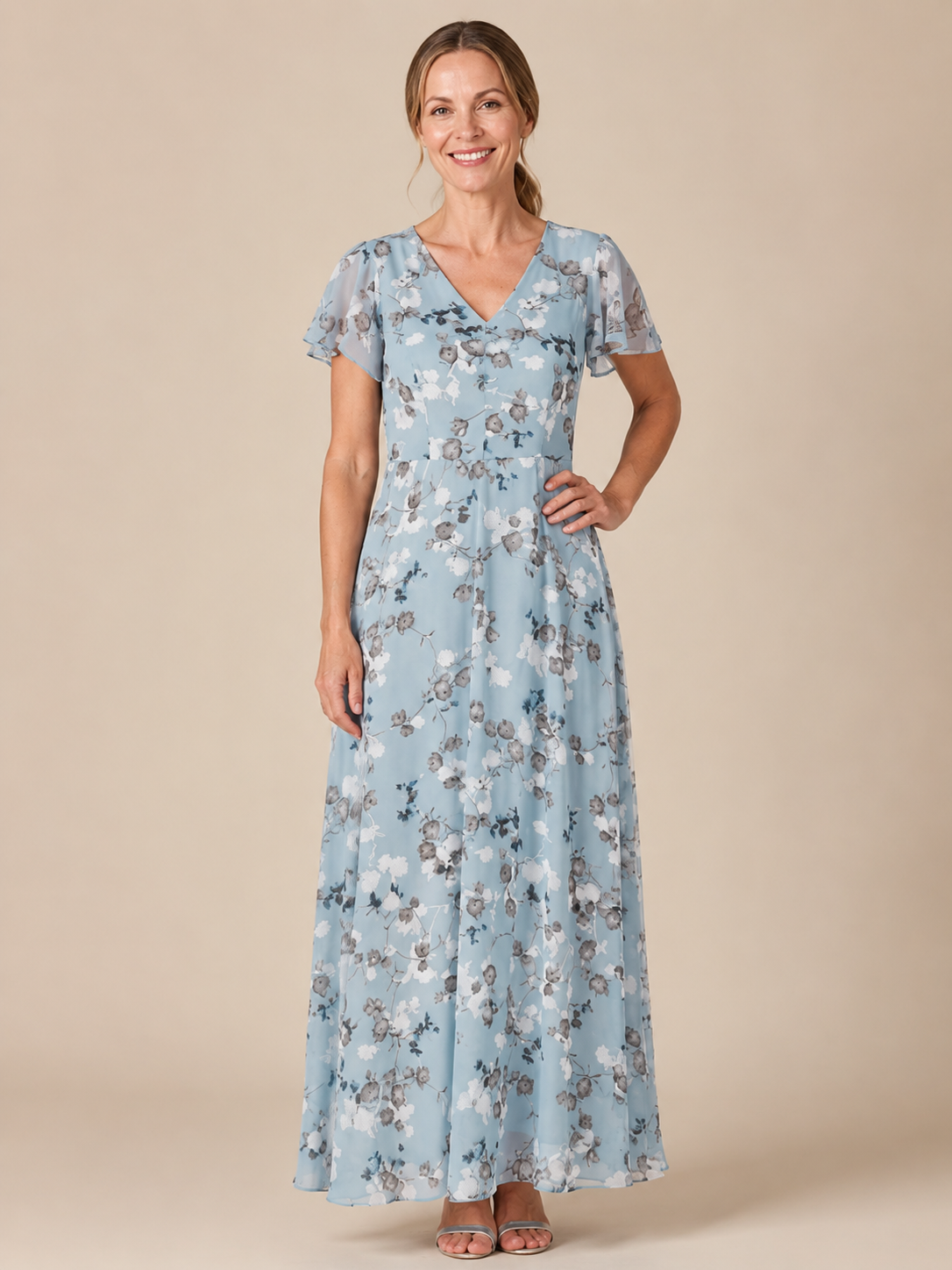 Ismeria | Floral Chiffon Maxi Dress