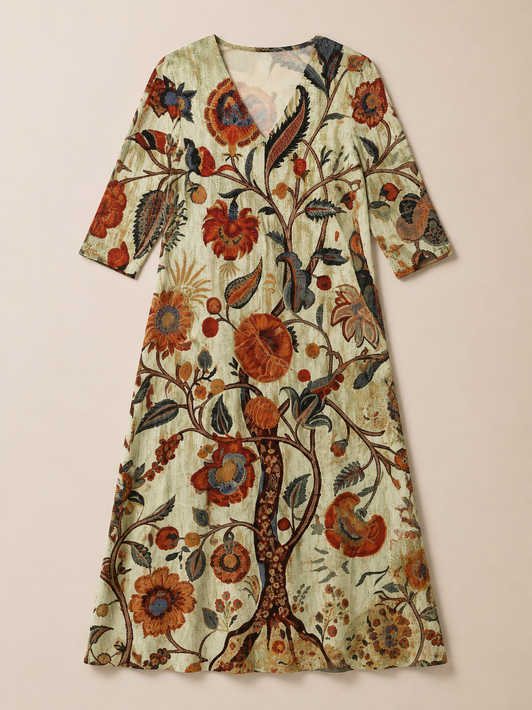 Corisande | V Neck Long Sleeve Floral Midi Dress