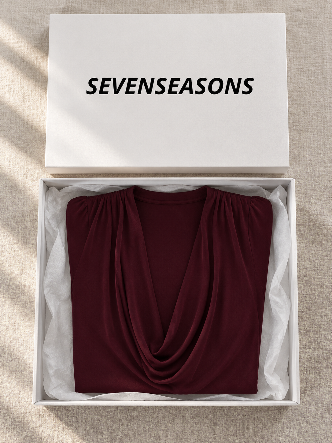 JOLIE cowl Neck Drape Top - Burgundy