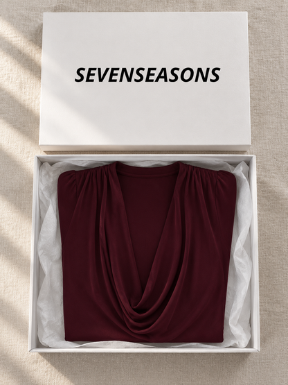 JOLIE cowl Neck Drape Top - Burgundy