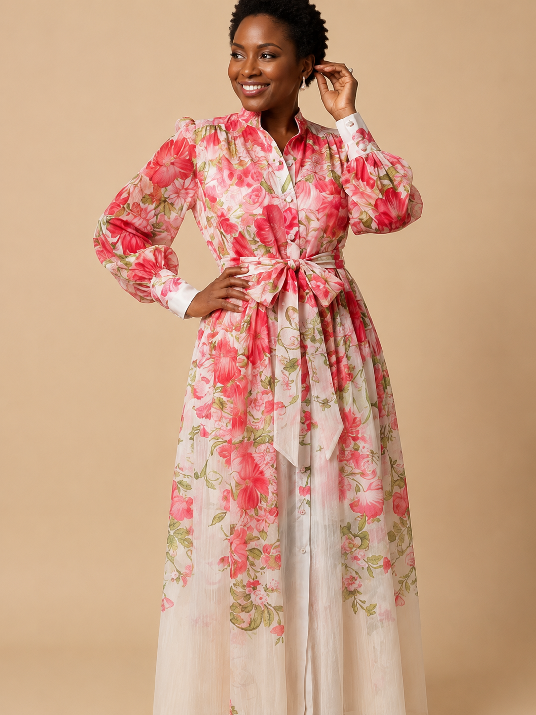 Cressida | Floral Sheer Long Sleeve Maxi Dress